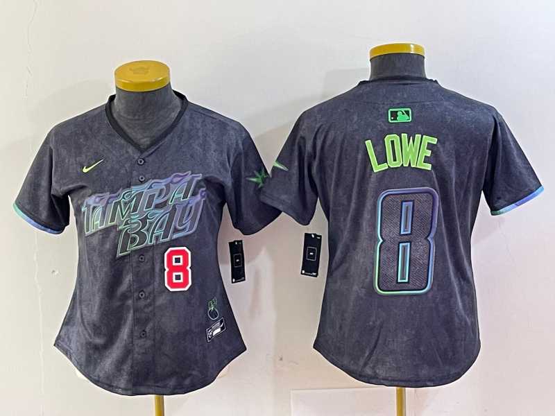 Womens Tampa Bay Rays #8 Brandon Lowe Charcoal 2024 City Connect Player Number Limited Cool Base Jerseys